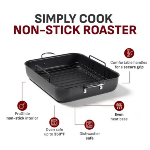 T-Fal Simply Cook 13x16 Nonstick Roaster Black