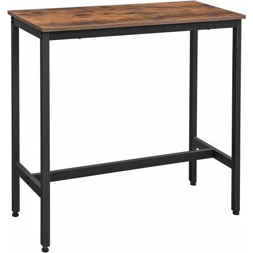 VASAGLE Bar Table, Narrow Long Kitchen Dining Table, Sturdy Metal Frame, Industrial, 15.7 x 39.4 x 35.4 Inches, Rustic Brown and Ink Black ULBT10X