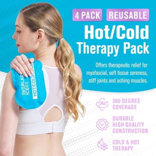 Everlasting Ice RX Hot and Cold Gel Ice Pack Wraps Reusable Ice Packs for Pain Relief, 4-Pack