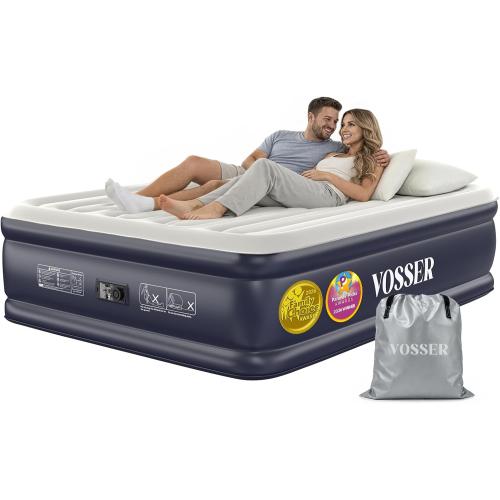 VOSSER Air Mattress Queen with Built-in Pump, Blow up Bed,18 Raised