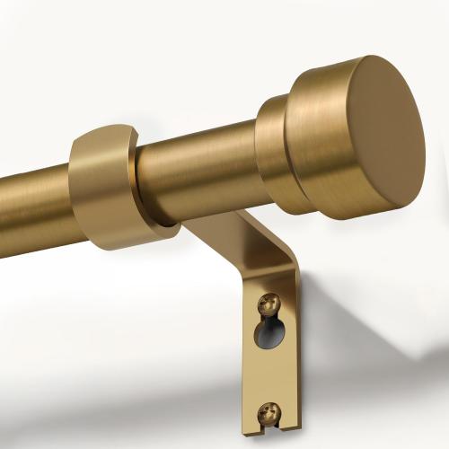 Warm Gold Curtain Rods for Windows 72 to 144 Inches Adjustable Length Heavy Duty 1 Diameter Brass Bronze Long Window Curtain Rod with Solid Metal Finials for Outdoor Farmhouse Bedroom Living Room