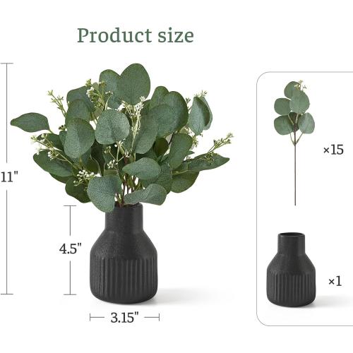 Dahey Fake Eucalyptus Plants in Small Ceramic Vase for Bathroom Table Decor
