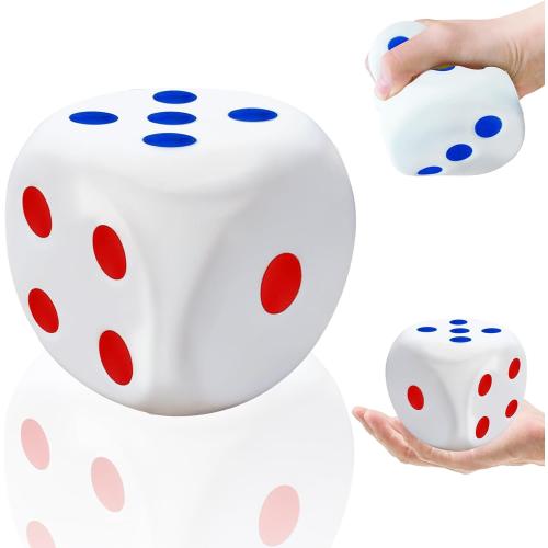 3.1 inch Foam Dice Stress Ball with Dots 6 Sided,Dices Squishies Toys to Get Your Lucky Numbers for Kids,Teenagers,Adults Board Games Relieve Anxiety