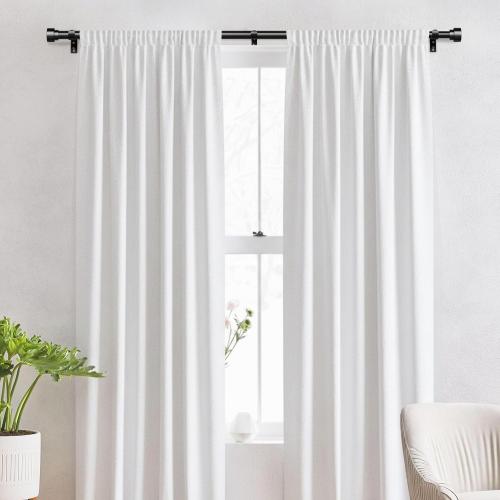 2 Pack Heavy Duty Curtain Rods for Windows 66 to 120 Inch, 1 Inch Black Adjustable Curtain Rod Set with Easy Installation and Modern Design (A1,Black,30-120,2Pack)