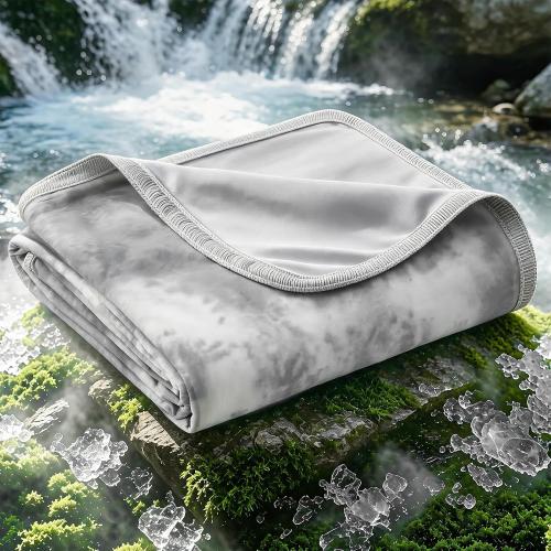EMME Cooling Blanket Queen Size (90x90) for Hot Sleepers, Arc-Chill Q-Max 0.45 Cool Fiber, Lightweight Summer Blanket for Night Sweats Relief, Ultra Breathable for Travel Outdoor, Grey