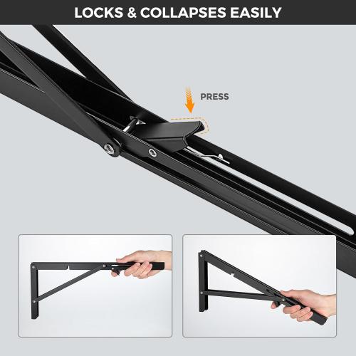 JOY DECOR Matte Black Folding Shelf Brackets, 20 Inch, 2 Pack