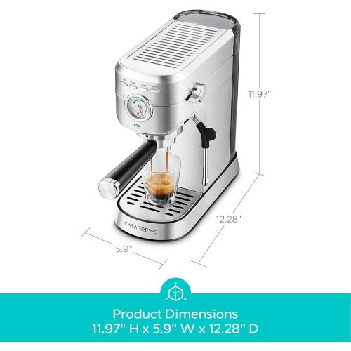 CASABREWS PFAS-Free Espresso Machine with Milk Frother Steam Wand