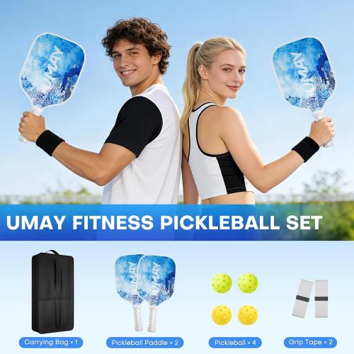USAPA Approved Carbon Fiber Pickleball Paddle Set with Cover & Overgrip