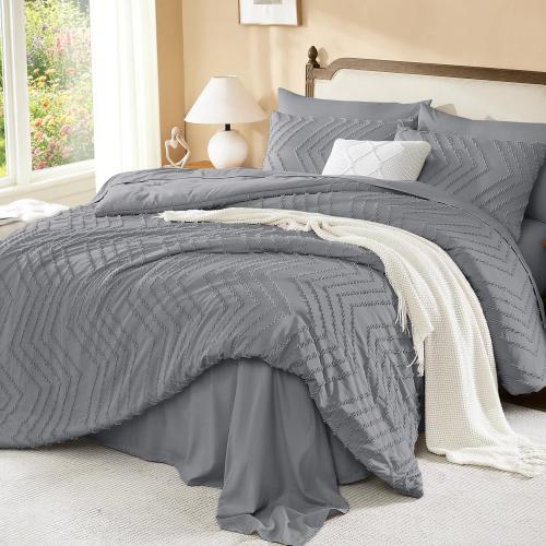 Litanika King Comforter Set with Sheets, 7 Pieces Boho Bed in a Bag
