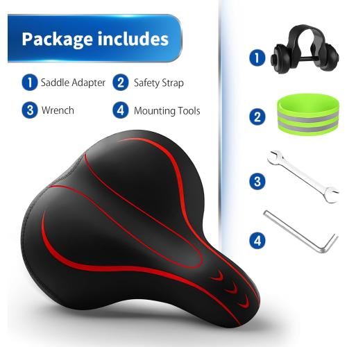 Oversized Bike Seat, Comfortable Bike Seat - Universal Replacement Bicycle Saddle - Waterproof Leather Bicycle Seat with Extra Padded Memory Foam - Bicycle Seat for Men/Women