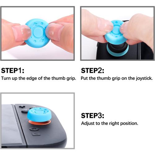 DLseego 6PCS Thumb Grips Designed for Nintendo Switch 2 2025, Soft Silicone Joycon Analog Controller Protective Anti-Slip Cover Button Joycon Joystick Caps Covers, 3 Heights, Wheel - Blue Orange