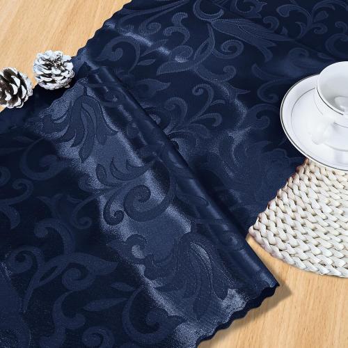 MILVOWOC 4 Pack Navy Blue Damask Table Runner, 12 x 72 Inch