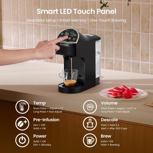 Magician2 Mini 5-in-1 Coffee Maker & Machine for Pods & Grounds, LED Touch