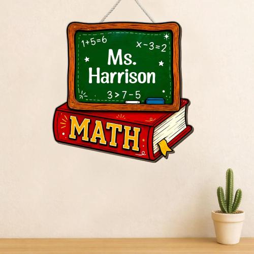 Math Teacher Door Sign, School Board & Math Book Wooden Door Hanging Decor, Maths Class Chalkboard Sign, Mathematic Teacher Gift, Personalized Maths Classroom Decor, Mathematic Teacher Must Have