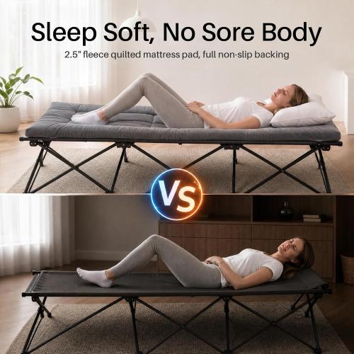 Thick Camping Sleeping Pad, Fluff Camping Cot Pads for Adult, Soft Sleeping Mat, Non-Slip Camping Cot Mattress Topper 75x28 for Camp Cot/Rv Bunk/Narrow Twin Beds