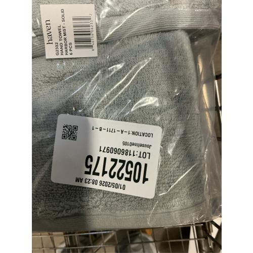 6 pcs Haven Organic Cotton Terry Hand Towel in Harbor Mist Grey