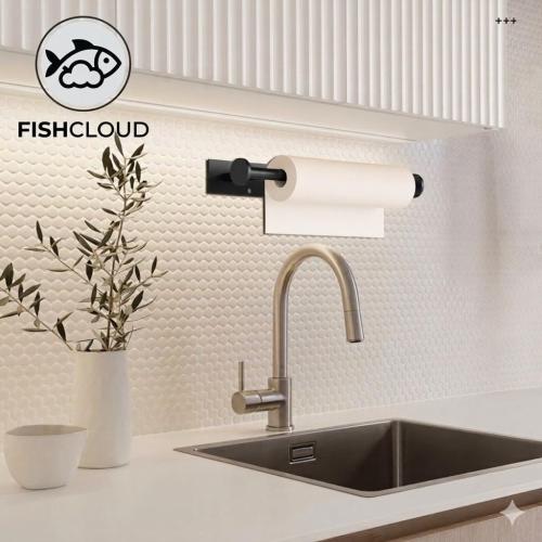 Paper Towel Holder Wall Mount - Self Adhesive No Drill or Drilling, SUS304 Stainless Steel - Kitchen, Bathroom, Sink, Pantry, Fridge(Black)