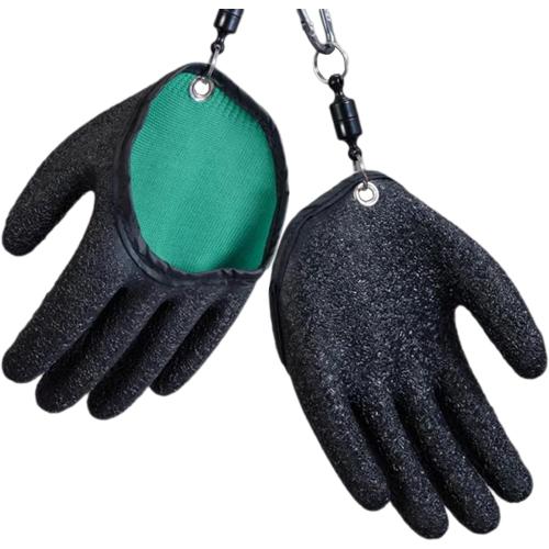 2Pcs Fishing Gloves with Magnet Release - Professional Anti-Slip Catch Fish Gloves,Puncture Proof Ice Fishing Glove for Handling,Catching,Cleaning,Hunting,Fisherman Fishing Accessories