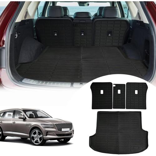 ZQULOYO Cargo Liners Backrest Mat for Genesis GV80 Accessories 2021-2025 with Hook&Loop Rear Trunk Mat Rear Seat Back Cover Protector All Weather Anti-Slip Split Dog Liner 4 PCS