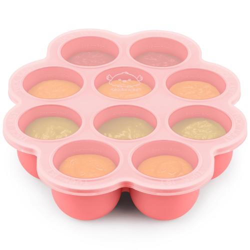 KeaBabies Silicone Food Freezer Trays with Lid, 2oz x 10 Pods (Blossom)