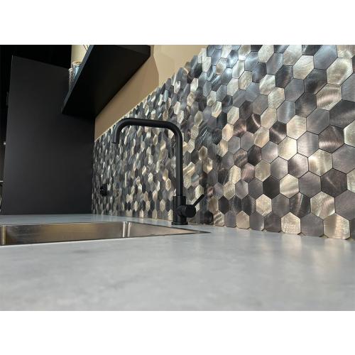 Hexagon Peel and Stick Backsplah Tile | Mix Brown Self Adhesive Kitchen Backsplash Tiles | Stick On Bathroom Wall Tiles | 11 Tiles