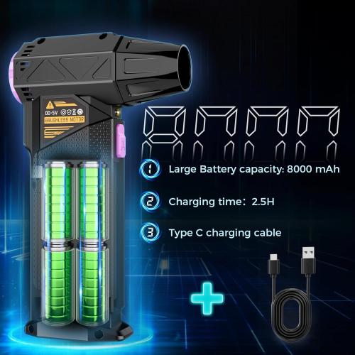 Compressed Air Duster, 210000RPM Mini Electric Air Duster Equipped with Continuously Variable Speed, Cordless Turbo Blower for Keyboard, PC, Car, Home, Outdoor