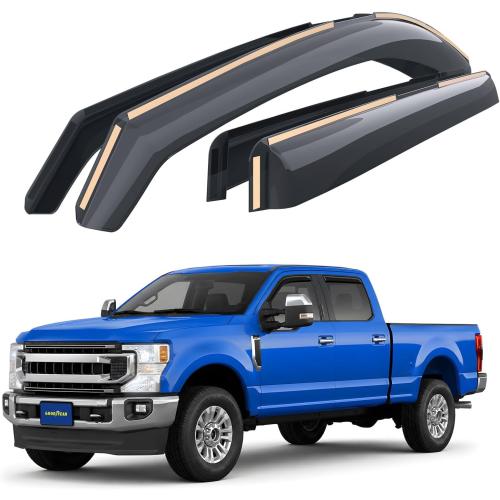 Goodyear Shatterproof in-Channel Window Deflectors for Ford F250 to F550 Super Duty 2017-2022 Crew Cab, Rain Guards, Window Visors for Cars, Vent Deflector, Car Accessories, 4 pcs - GY007733