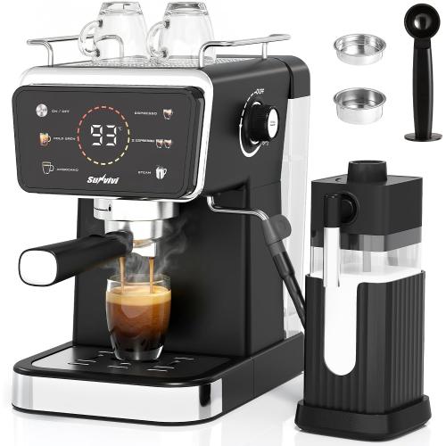 SUNVIVI 20 Bar Espresso Machine for Home and Office, 3-in-1 Iced Coffee Maker with Milk Frother, Espresso Shot & Iced Coffee, LED Touchscreen, 52OZ Removable Water Tank, Professional Coffee Brewing