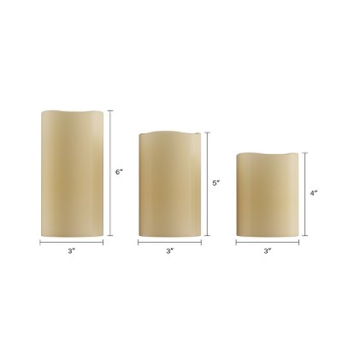 3-Piece Flameless Candle Set - Remote Controlled, LED Candles, Real Wax, Battery Operated for Home, Wedding, or Christmas Decor by Lavish Home (White)