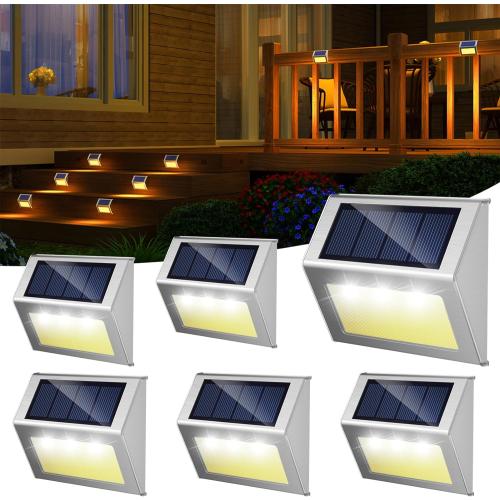 12 PCS JSOT Solar Fence Lights - Solar Lights Outdoor Waterproof, Outdoor Light Deck Light for Outside Garden Backyard Patio Yard Wall Stair Step Post 3LED Lighting, Warm Light