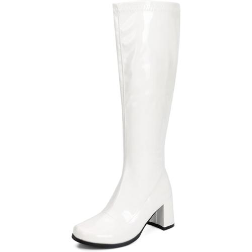 Heiyom Women's Gogo Boots Chunky Heel Knee High Boots SIZE 40