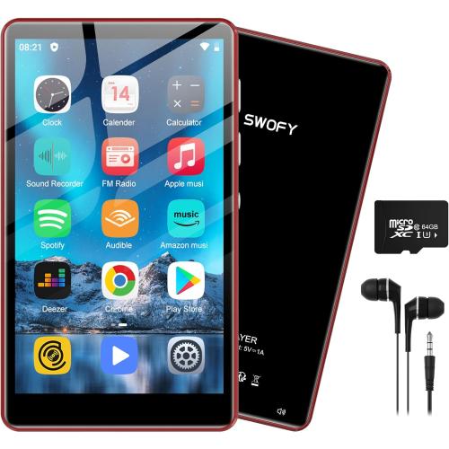 80GB Music Player, MP4 MP3 Player with Bluetooth and WiFi with 4-inch IPS Touch Screen Digital Audio Players, M503 Pro Spotify Player with Amazon Music, Audible, Chrome Browser, Support Up 512GB Red