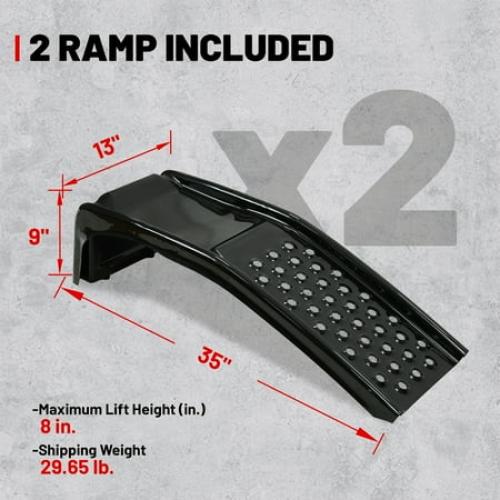 Rockland 8000 LBS Solid Steel Auto Ramp Set Heavy Duty Car Light Truck Repairs (Pack of 2) 10102092
