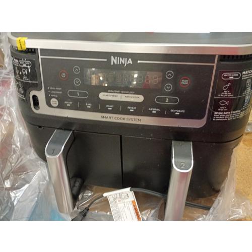 Ninja DZ550 Foodi 10 Quart 6-in-1 DualZone Smart XL Air Fryer with 2 Independent Baskets, Smart Cook Thermometer for Perfect Doneness, Match Cook & Smart Finish to Roast, Dehydrate & More, BLACK