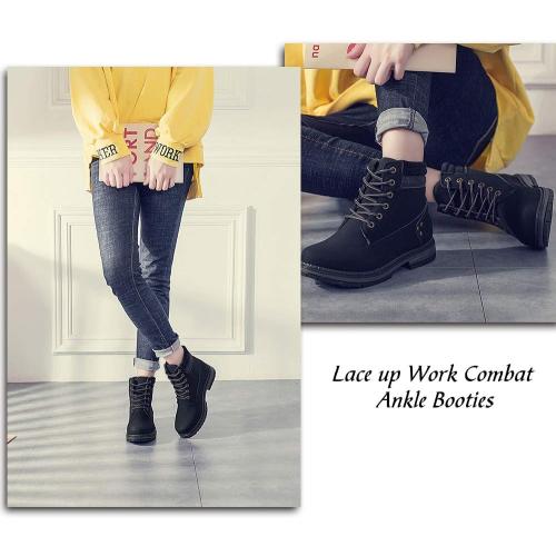 Size 8 Athlefit Women's Lace-Up Work Hiking Combat Ankle Boots