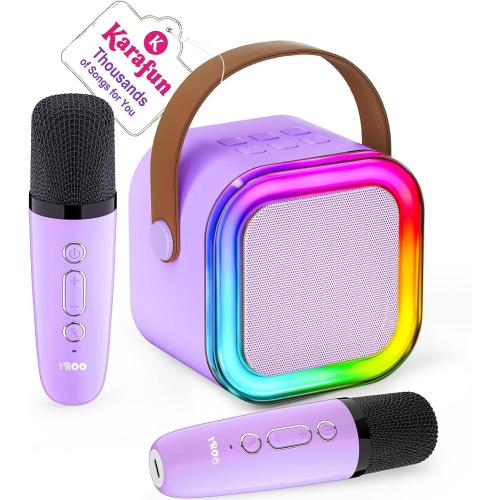 Mini Karaoke Machine for Kids, 2026 TOP Toys Birthday Gifts Ideas for Girls Ages 4, 5, 6, 7, 8, 9, 10, 12  Years Old, Portable MP3 Player with 2 Wireless Mics for Family Home Party
