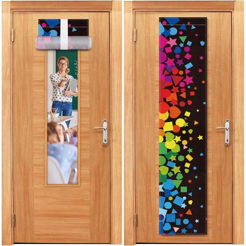2 Pcs Confetti Classroom Door Window Cover Colorful Dot Door Curtain Classroom Decor Blackout Lockdown Shades for Door Window Covering Confetti Darkening Blackout Roller Drapes Back to School Supplies