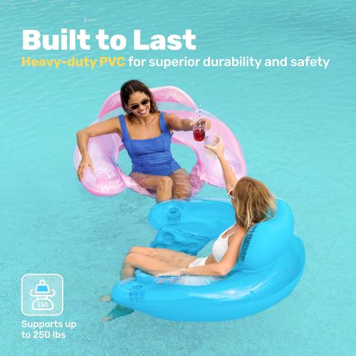 USED‼️SLOOSH Inflatable Pool Floats Adult,2 Pack Pool Chairs with Cup Holders,X-Large Blow up Floats Chair,Hammock Noodle Mat for Relaxing Summer Water Fun Swimming Party Beach