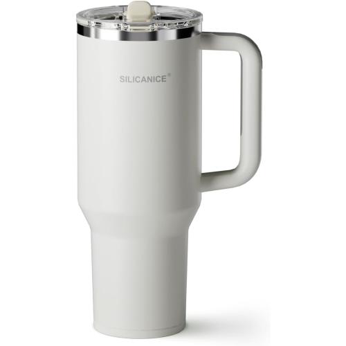42 Oz Insulated Tumbler with Detachable Flip Straw Lid, Vacuum insulated Stainless Steel | BPA-Free, Handle & Cupholder Compatible - 24H Cold, Travel/Gym/Office, Pistachio Green ***