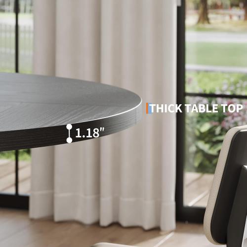 Garvee 47 inch Round Dining Table for 4-6 People, Black Kitchen Table