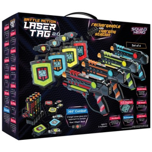 Squad Hero Rechargeable Laser Tag Toy Gift - 4 Blasters & Vests - Ages 8 , Birthday Gifts for Boys