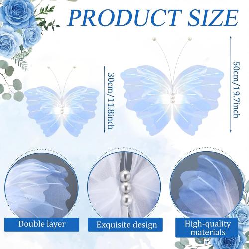 Geelin 6 Pcs Large Gradient Blue Butterfly Decorations, 3D Party Decor