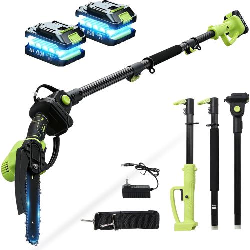 Electric Pole Chainsaw for Tree Trimming,8 Inch Battery Powered Pole Saw with Extension Pole,Lightweight Brushless Tree Trimmer for Branch Cutting,Limb Pruning,Yard Cleanup,Garden Maintenance Outdoor