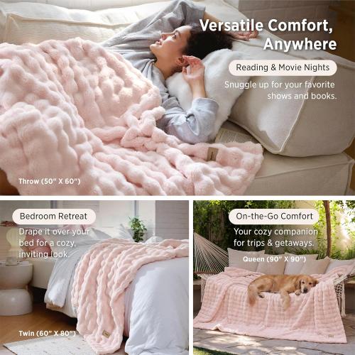 Bedsure Cloud Bubble Throw Blanket, Pink Christmas Decor Gifts, 50×60