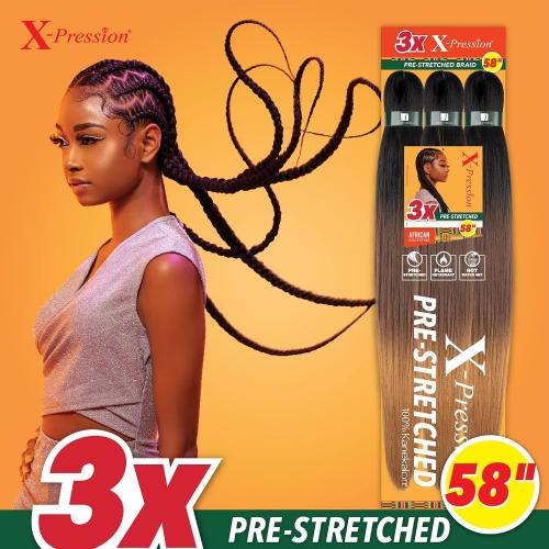 Sensationnel X-Pression Prestretched Braids-3X 58in,2pk 4 MEDBROWN