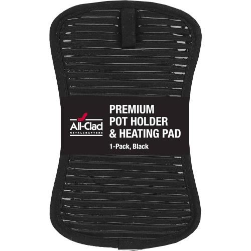 Set of 2 Color Black All-Clad Premium Pot Holder & Hot Pad: Heat Resistant to 500 Degrees - 100% Cotton, 10x6.25 Hot Pad for Kitchen and Barbeque,