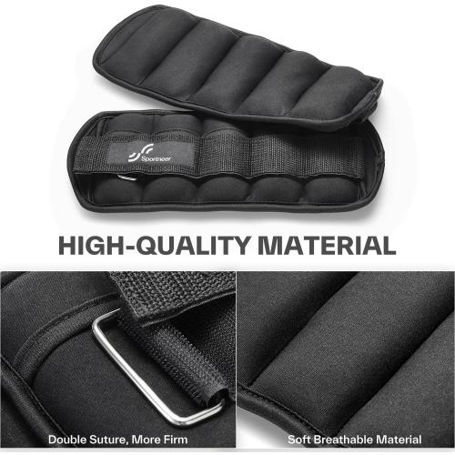 Sportneer Adjustable Ankle Weights Set - 1 Pair (2-10 lbs) Removable Sandbags for Women & Men, Comfortable Neoprene Leg Weights for Walking, Running, Pilates, Yoga, Home Workout & Physical Therapy