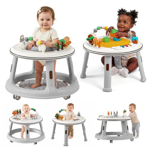 5-in-1 Baby Walker with Wheels, Bouncer, Push Walker & Building Block Table