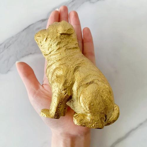 Golden Dog Statue, Animal Figurine Home Decor, Dog Sculpture for Home Office Desktop Bookshelf