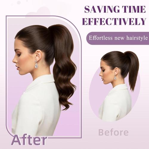 FELENDY Ponytail Extension 16 Claw Clip in Ponytails Hair Extensions Long Wavy Pony Tails Natural Looking Synthetic Hairpiece for Women Blonde Mix Light Brown